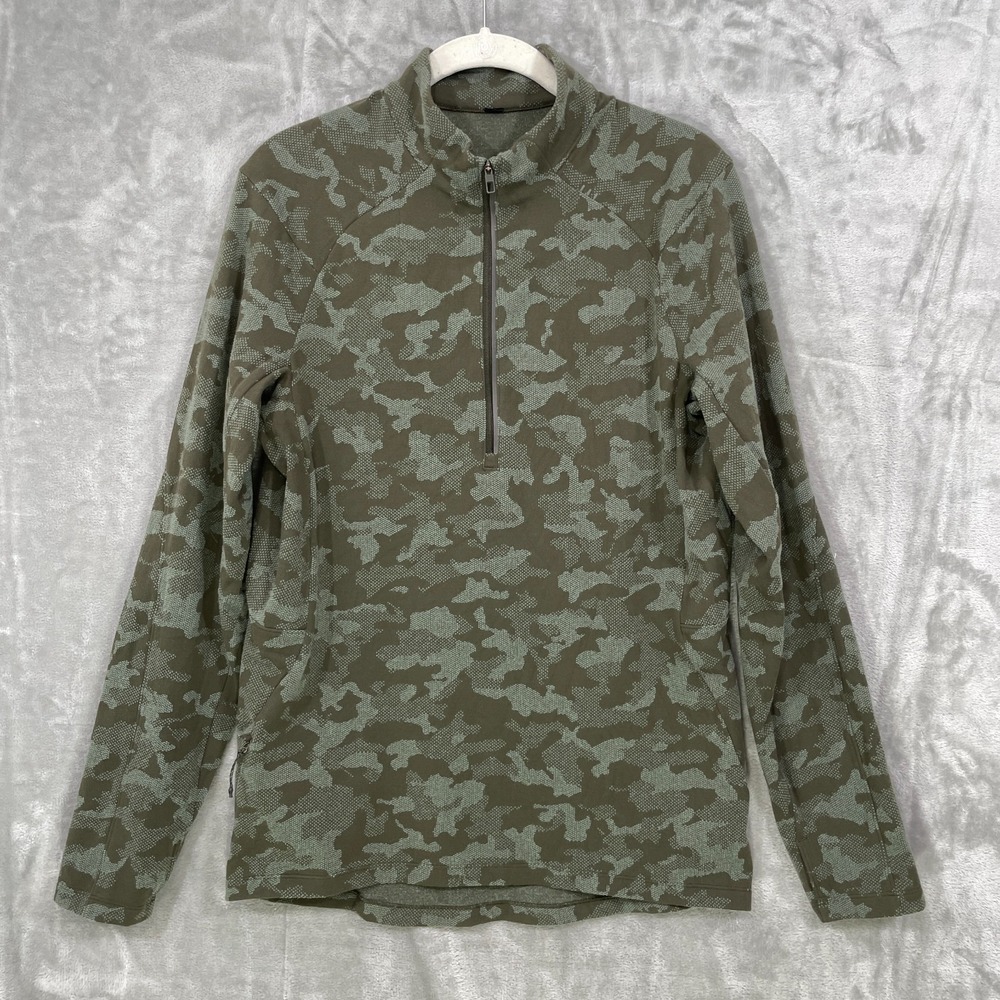 Lululemon Surge Warm 1/2 Zip Mens Small Green Camo Jacquard Pullover LM3CGCS